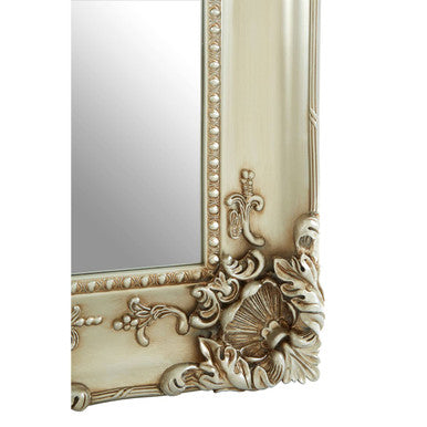 Orsina Cara Ornate Silver Wall Mirror – Neoclassical Wooden Frame
