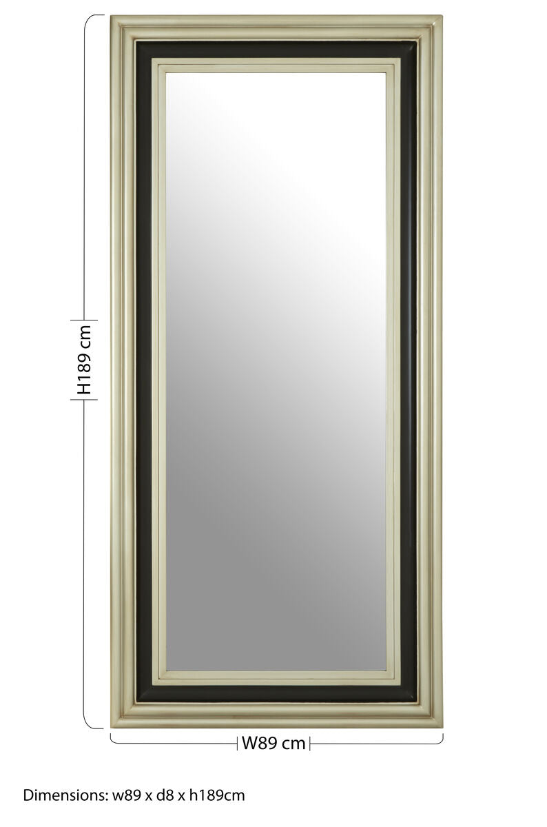 Orsina Camila Black and Silver Rectangular Wooden Wall Mirror