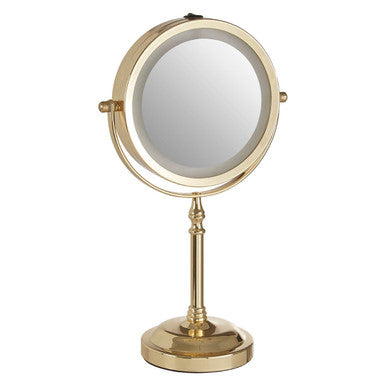Orsina LED Table Mirror – Gold Iron 2x Magnifying Vanity Mirror