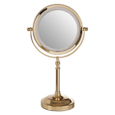 Orsina LED Table Mirror – Gold Iron 2x Magnifying Vanity Mirror