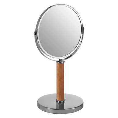 Orsina Cassini Table Mirror – Chrome and Rubber Wood Vanity Mirror