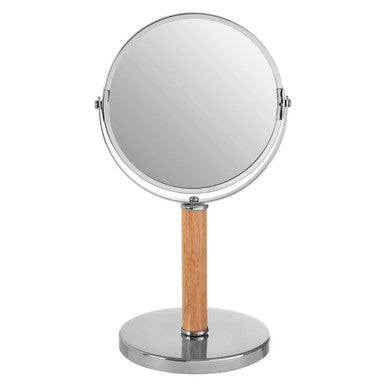Orsina Cassini Table Mirror – Chrome and Rubber Wood Vanity Mirror