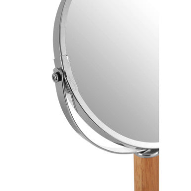 Orsina Cassini Table Mirror – Chrome and Rubber Wood Vanity Mirror