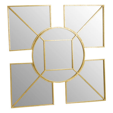 Orsina Yaxi Gold Foil Wall Mirror – Modern Geometric Wall Sculpture