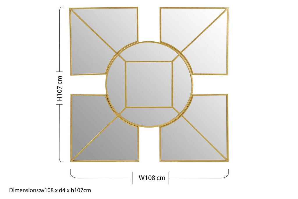 Orsina Yaxi Gold Foil Wall Mirror – Modern Geometric Wall Sculpture