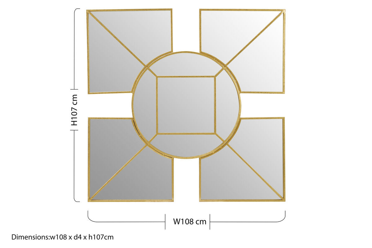 Orsina Yaxi Gold Foil Wall Mirror – Modern Geometric Wall Sculpture