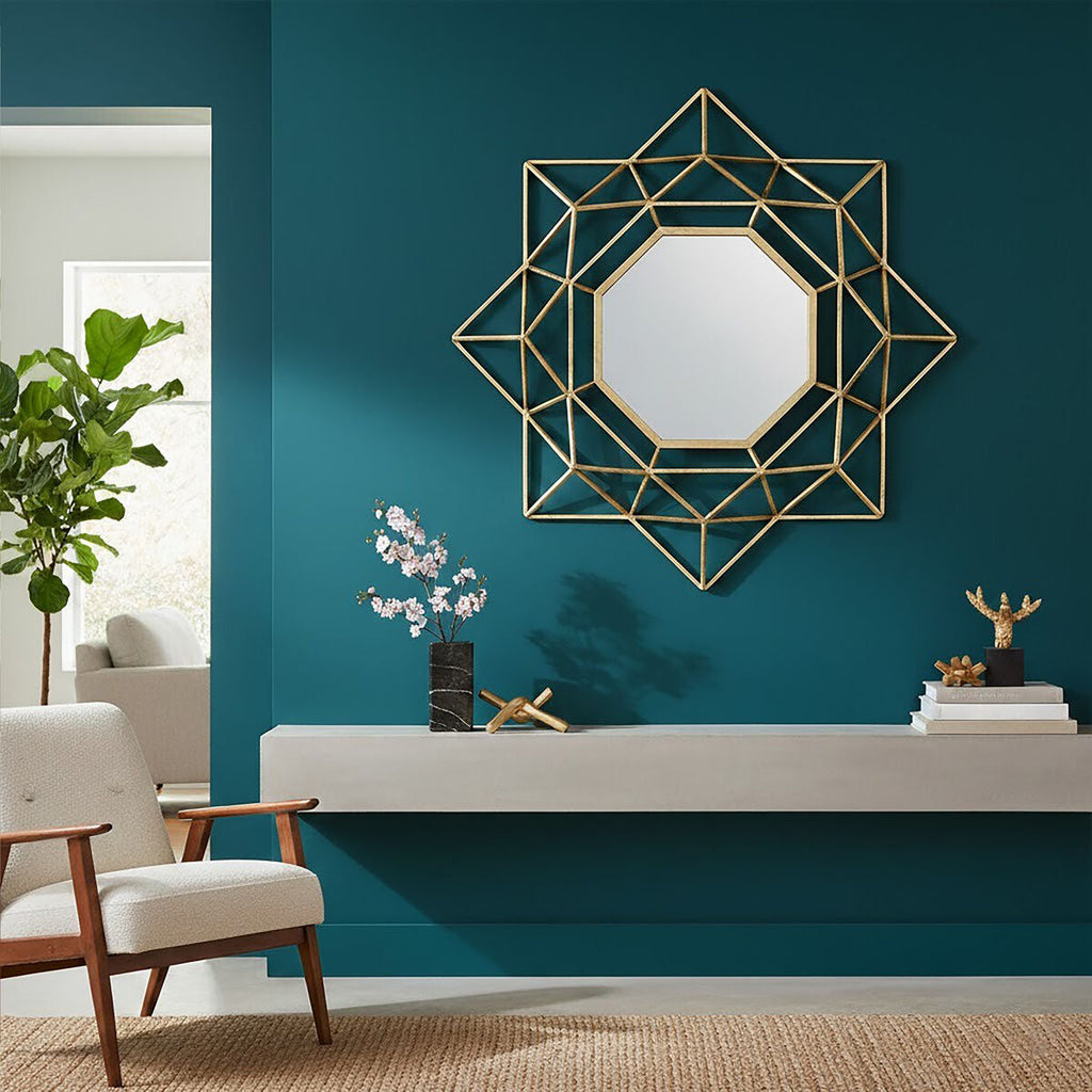 Orsina Farran Champagne Gold Wall Mirror – Modern Geometric Star Design