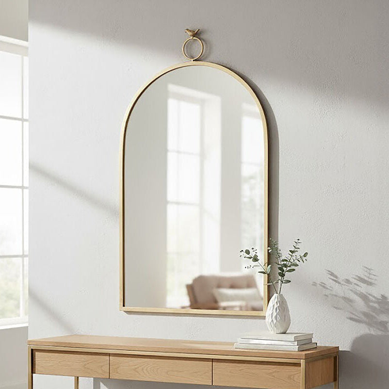 Orsina Farran Bird Top Wall Mirror – Champagne Gold Iron Frame