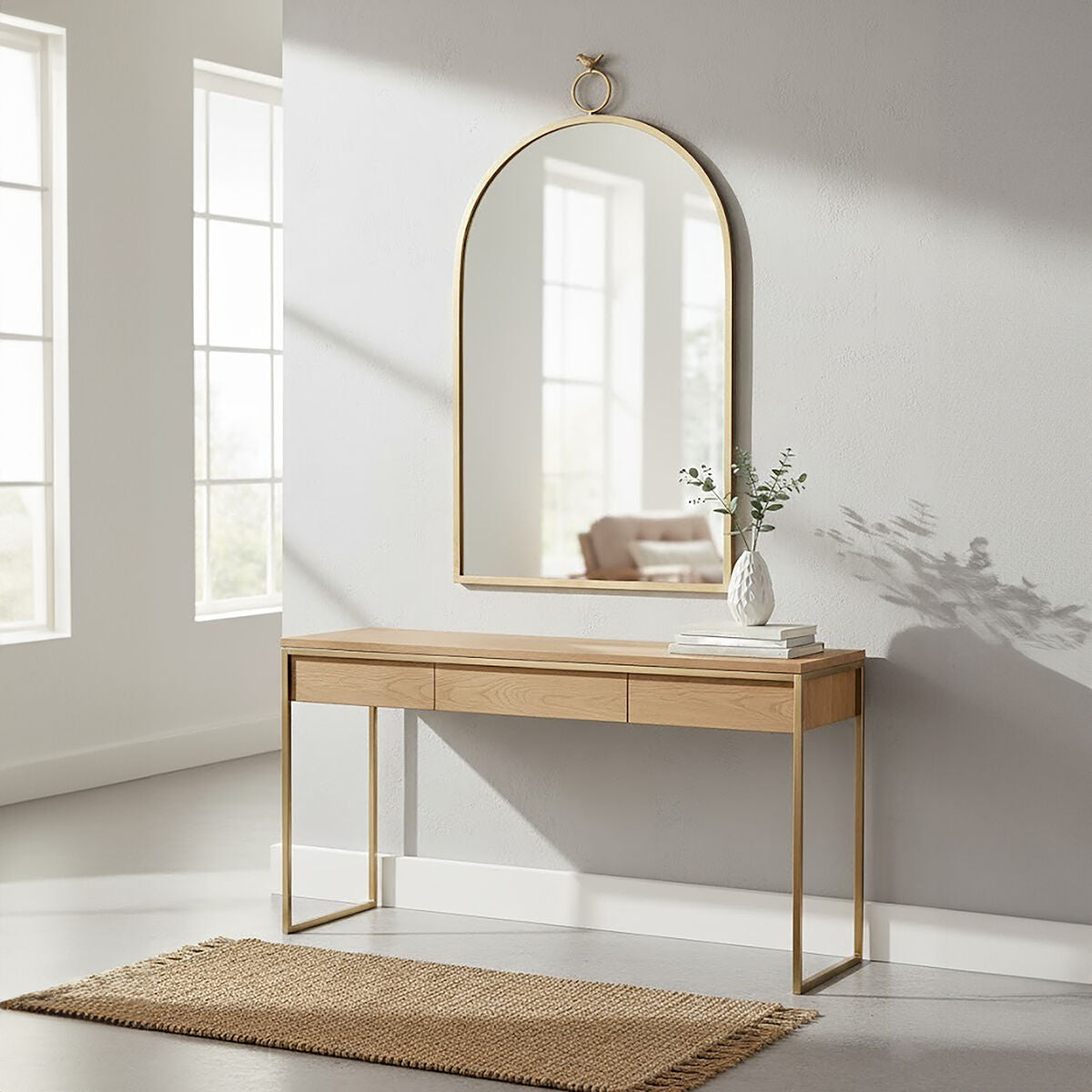 Orsina Farran Bird Top Wall Mirror – Champagne Gold Iron Frame