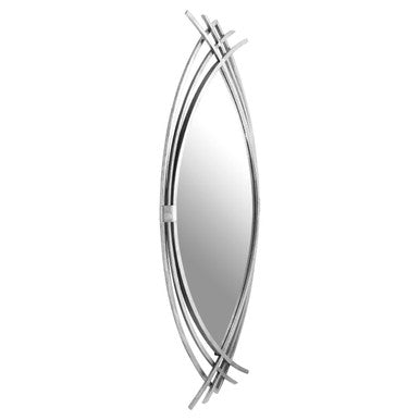 Orsina Farran Oval Wall Mirror – Silver Textured Modern Frame