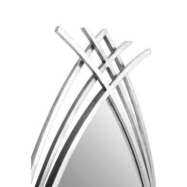 Orsina Farran Oval Wall Mirror – Silver Textured Modern Frame