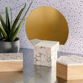 Orsina Mimo Round Vanity Mirror – Faux Marble Base Tabletop Decor