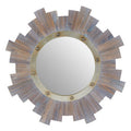 Orsina Sunburst Wooden Wall Mirror – Round Rustic Grey Accent Mirror