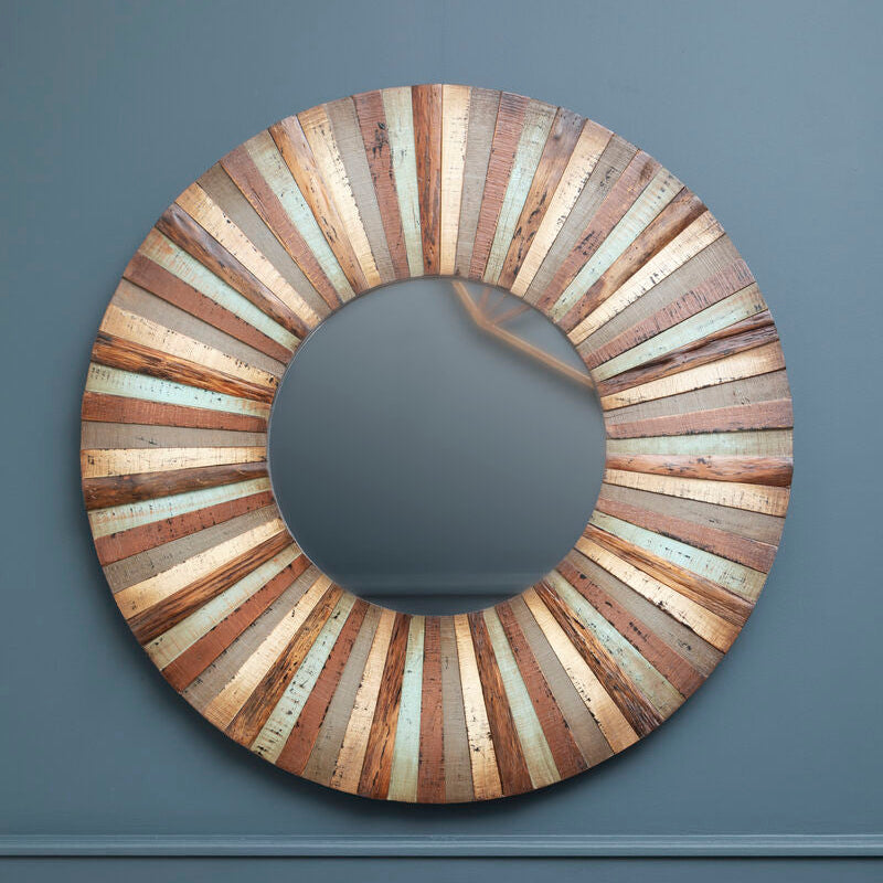 Orsina Eternal Wooden Round Wall Mirror – Modern Sculptural Frame