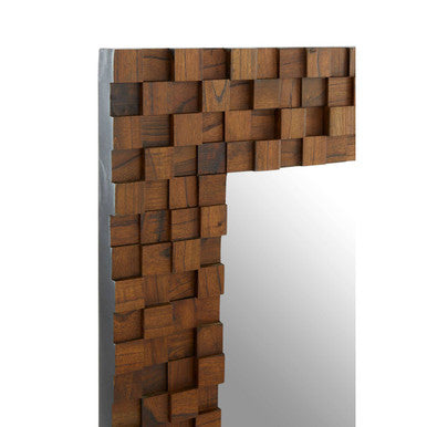 Orsina Ruben Dimensional Squares Wooden Wall Mirror – Brown 3D Frame