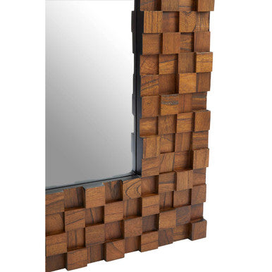 Orsina Ruben Dimensional Squares Wooden Wall Mirror – Brown 3D Frame