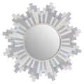 Orsina Sunburst Wooden Wall Mirror – Grey and White Round Mirror
