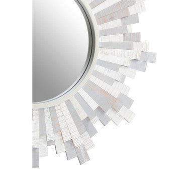 Orsina Sunburst Wooden Wall Mirror – Grey and White Round Mirror