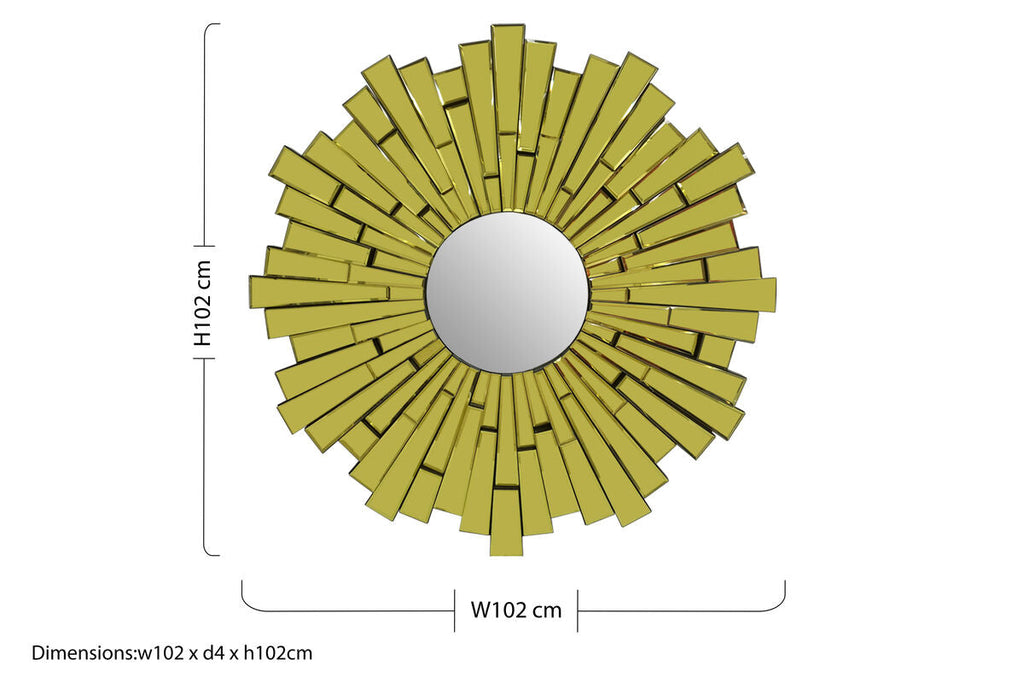 Orsina Glitzy Large Sunburst Wall Mirror – Circular Glass Design