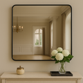 Orsina Candi Square Wall Mirror – Matte Black Slim Metal Frame