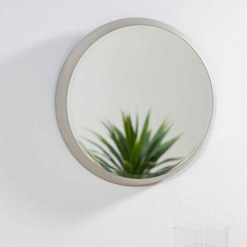 Orsina Athena Small Round Wall Mirror | Silver Bevelled Frame