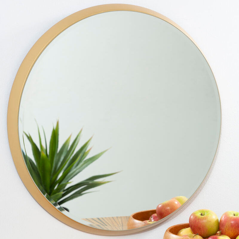 Orsina Athena Small Round Gold Wall Mirror – Modern Bevelled Edge