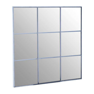 Orsina Oriel Grid Wall Mirror | Silver Finish Contemporary Geometric Frame