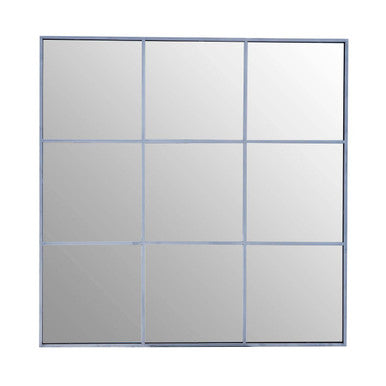 Orsina Oriel Grid Wall Mirror | Silver Finish Contemporary Geometric Frame
