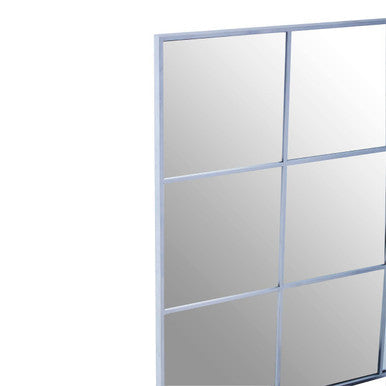 Orsina Oriel Grid Wall Mirror | Silver Finish Contemporary Geometric Frame