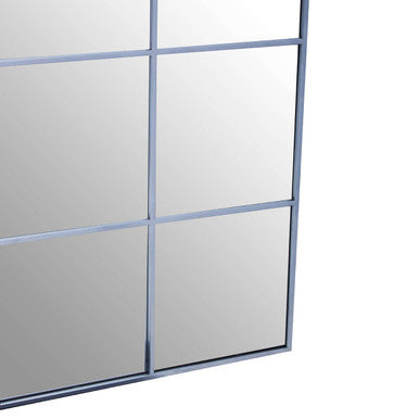 Orsina Oriel Grid Wall Mirror | Silver Finish Contemporary Geometric Frame