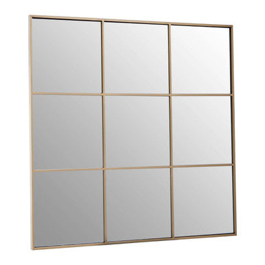 Orsina Oriel Grid Wall Mirror – Modern Gold Finish Frame Statement Decor