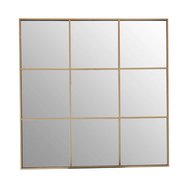 Orsina Oriel Grid Wall Mirror – Modern Gold Finish Frame Statement Decor