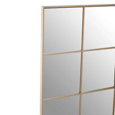 Orsina Oriel Grid Wall Mirror – Modern Gold Finish Frame Statement Decor