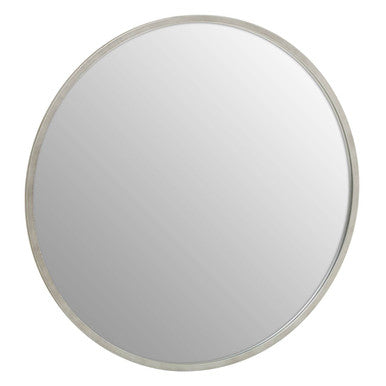 Orsina Saska Large Round Wall Mirror – Antique Silver Metallic Frame