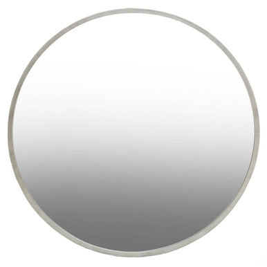 Orsina Saska Large Round Wall Mirror – Antique Silver Metallic Frame