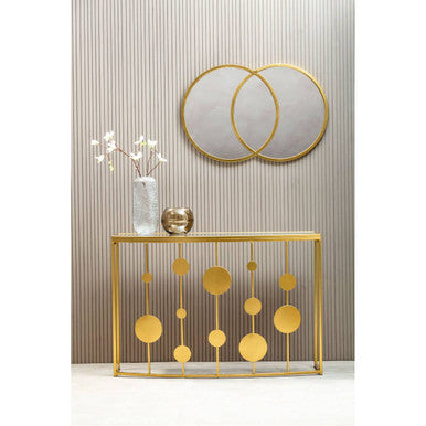 Orsina Farran Overlapped Circles Wall Mirror – Champagne Gold Metal
