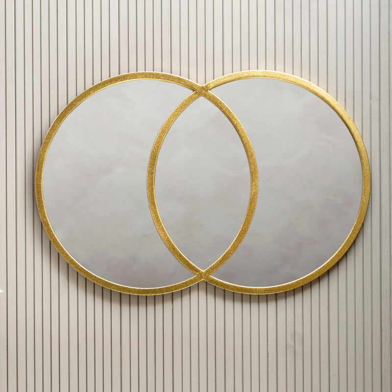 Orsina Farran Overlapped Circles Wall Mirror – Champagne Gold Metal