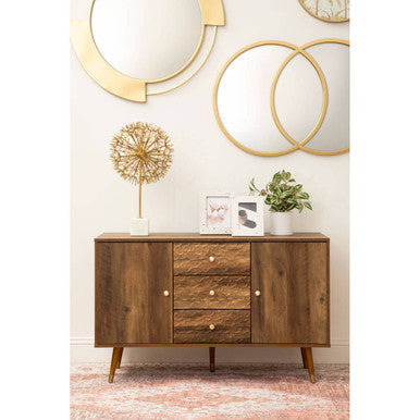 Orsina Farran Overlapped Circles Wall Mirror – Champagne Gold Metal