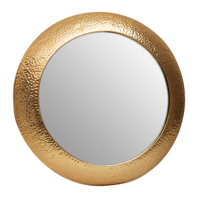 Orsina Templar Round Wall Mirror – Gold Finish Textured Iron Frame