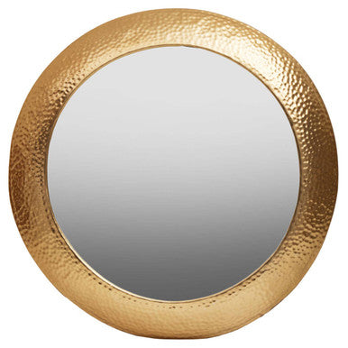 Orsina Templar Round Wall Mirror – Gold Finish Textured Iron Frame