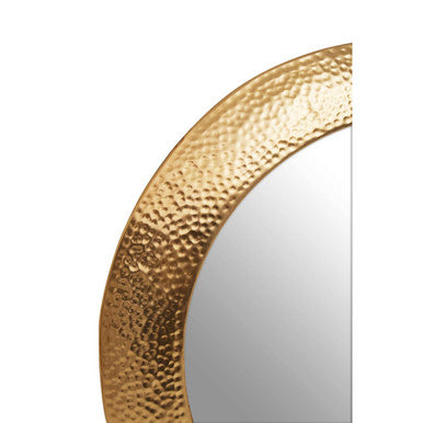 Orsina Templar Round Wall Mirror – Gold Finish Textured Iron Frame