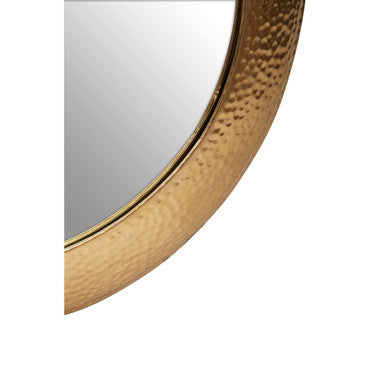 Orsina Templar Round Wall Mirror – Gold Finish Textured Iron Frame