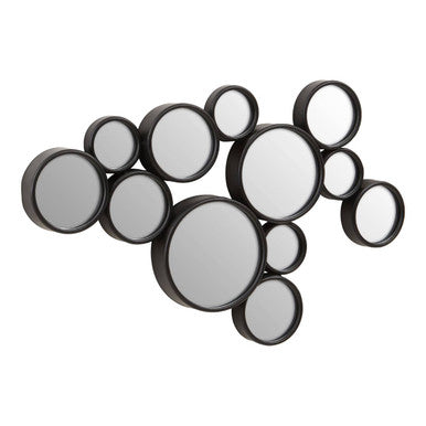 Orsina Persephone Black Multi Circles Wall Mirror – Modern Geometric Art