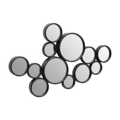 Orsina Persephone Large Black Multi Circles Wall Mirror | Modern Art