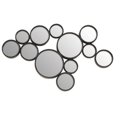 Orsina Persephone Large Black Multi Circles Wall Mirror | Modern Art