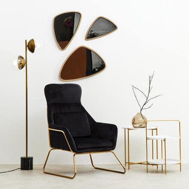 Orsina Torino Small Triangular Wall Mirror – Gold Geometric Metal Frame