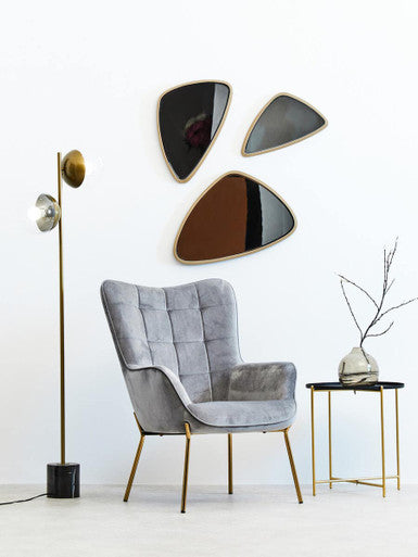 Orsina Torino Small Triangular Wall Mirror – Gold Geometric Metal Frame