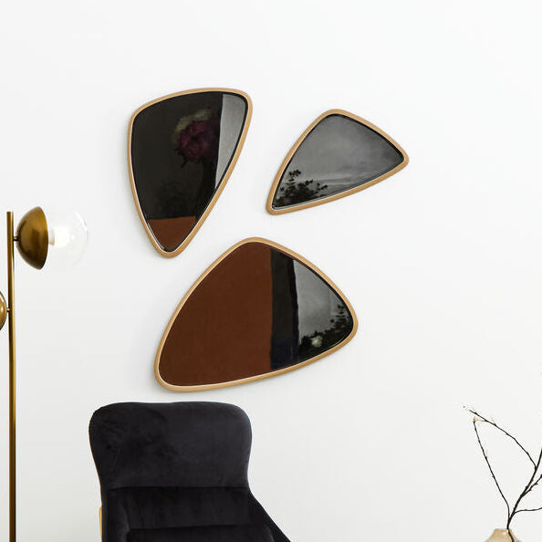 Orsina Torino Small Triangular Wall Mirror – Gold Geometric Metal Frame