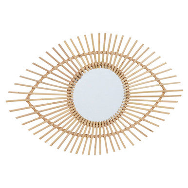 Orsina Mataram Natural Rattan Eye Shape Wall Mirror – Handwoven Boho Decor