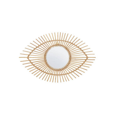Orsina Mataram Natural Rattan Eye Shape Wall Mirror – Handwoven Boho Decor